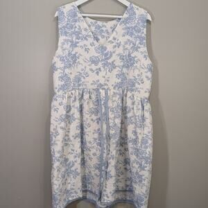 Upcycled Dress Handmade Cotton Floral Cottage Coastal Beach Feminine - Size L